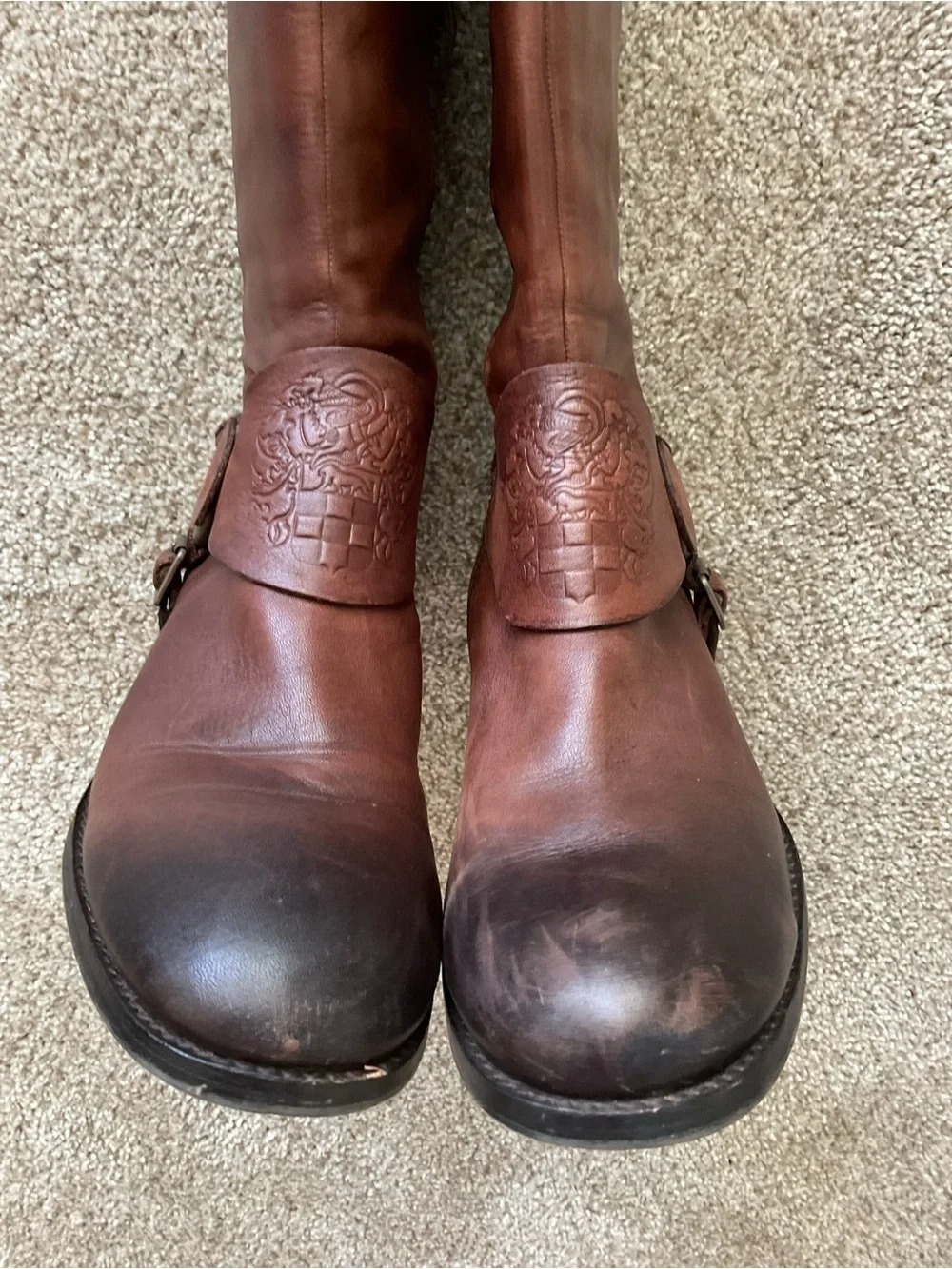 Vince Camuto Chestnut Brown Leather Knee-High Riding Boots
